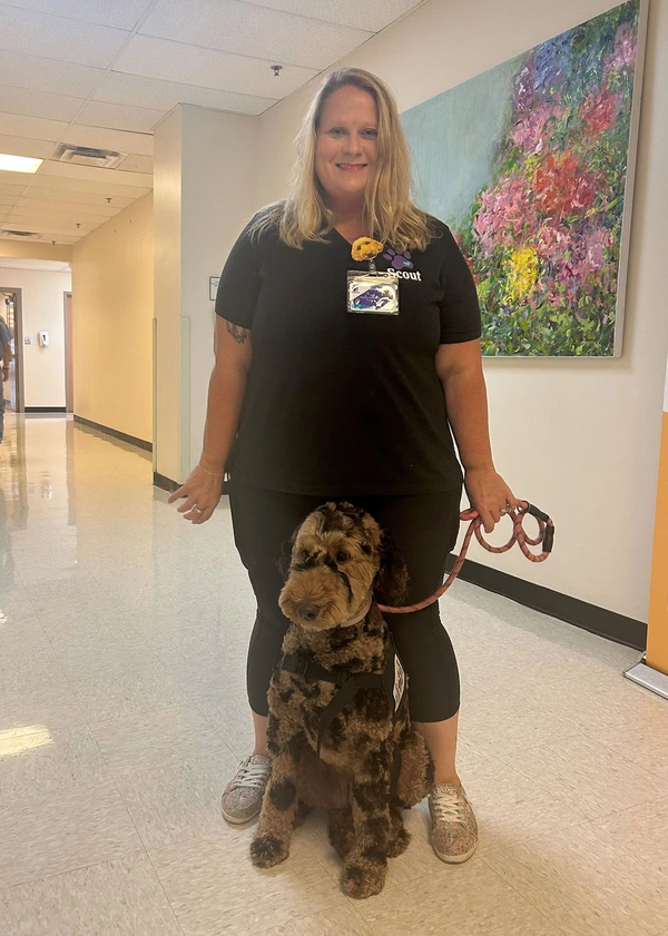 Rebecca Santamaria with Scout