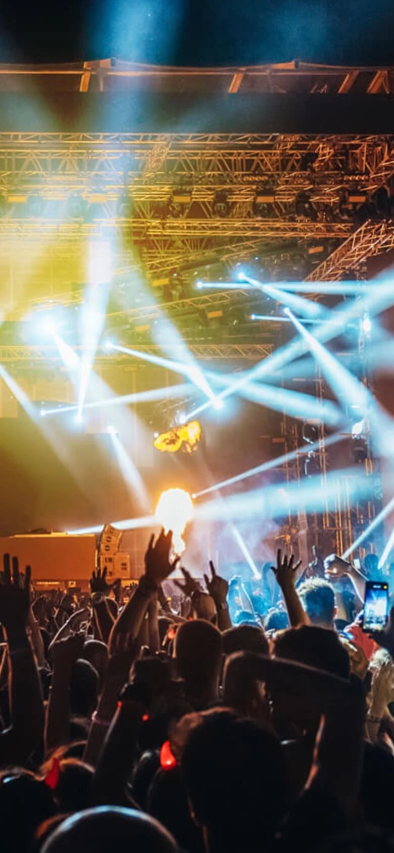 Concert at night with lights and audience