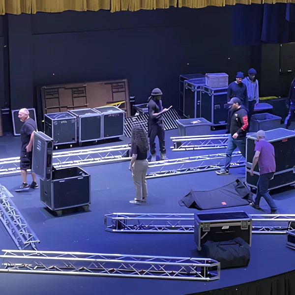 crew working on stage
